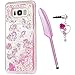 ZSTVIVA Compatible with Galaxy S8 Plus Case, Liquid Glitter Case Bling Shiny Flowing Moving Pink Love Heart Clear Slim Protective TPU Bumper with Pen Dust Plug - Cute Unicorn Star Ice Cream