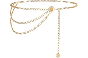 WAIST WOW Chain Belt for Women Gold Metal Waist Chain Adjustable Body Waist Link Belts Chain Belts for Dress Jeans