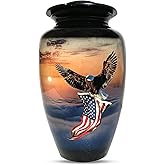 American Flag Eagle Cremation Urns for Human Ashes Adult Male Female Patriotic Urns for Funeral Burial Memorial Keepsake Urns Adult Large Size Up to 200 Lbs