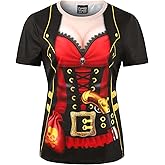 Funny World Women’s Pirate T-Shirt Graphic Short Sleeve Halloween Costume