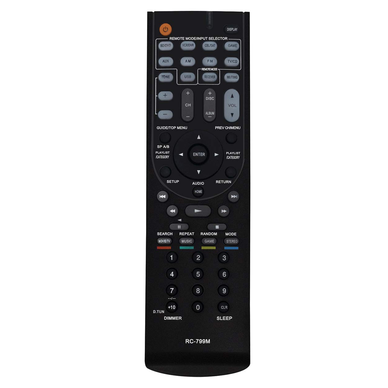 VINABTY RC-799M RC799M Remote Control Replace for Onkyo HTR391 HT-R391 HTR548 HT-R548 HTR558 HT-R558 HTR590 HT-R590 HT-R591 HTS5405 HT-S5405 TXSR309 TX-SR309 hts4505
