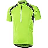 BERGRISAR Men's Half Zipper Cycling Jersey Short Sleeves Bike Bicycle Shirts with Zipper Pocket Quick-Dry Breathable BG060