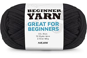 HEJIN 60g Black Yarn for Crocheting and Knitting;66m (72yds) Cotton Yarn for Beginners with Easy-to-See Stitches;Worsted-Weight Medium #4;Cotton-Nylon Blend Yarn for Beginners Crochet Kit Making