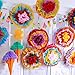 Supla 9 Pcs Fiesta Paper Flowers Pom Poms Flowers Tissue Pom Poms Fiesta Flower Tissue Centerpieces 15.4