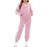 Arshiner Girls 2 Piece Outfits Sweatsuits Zip Up Hoodie Sweatshirt and Sweatpant Athletic Tracksuit Jogger Set