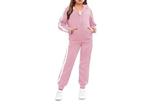Arshiner Girls 2 Piece Outfits Sweatsuits Zip Up Hoodie Sweatshirt and Sweatpant Athletic Tracksuit Jogger Set
