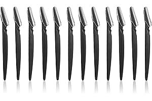 GLAMLILY Men's Touch Up Razors for Mustache, Beard (Black, 5.8 Inches, 12 Pack)