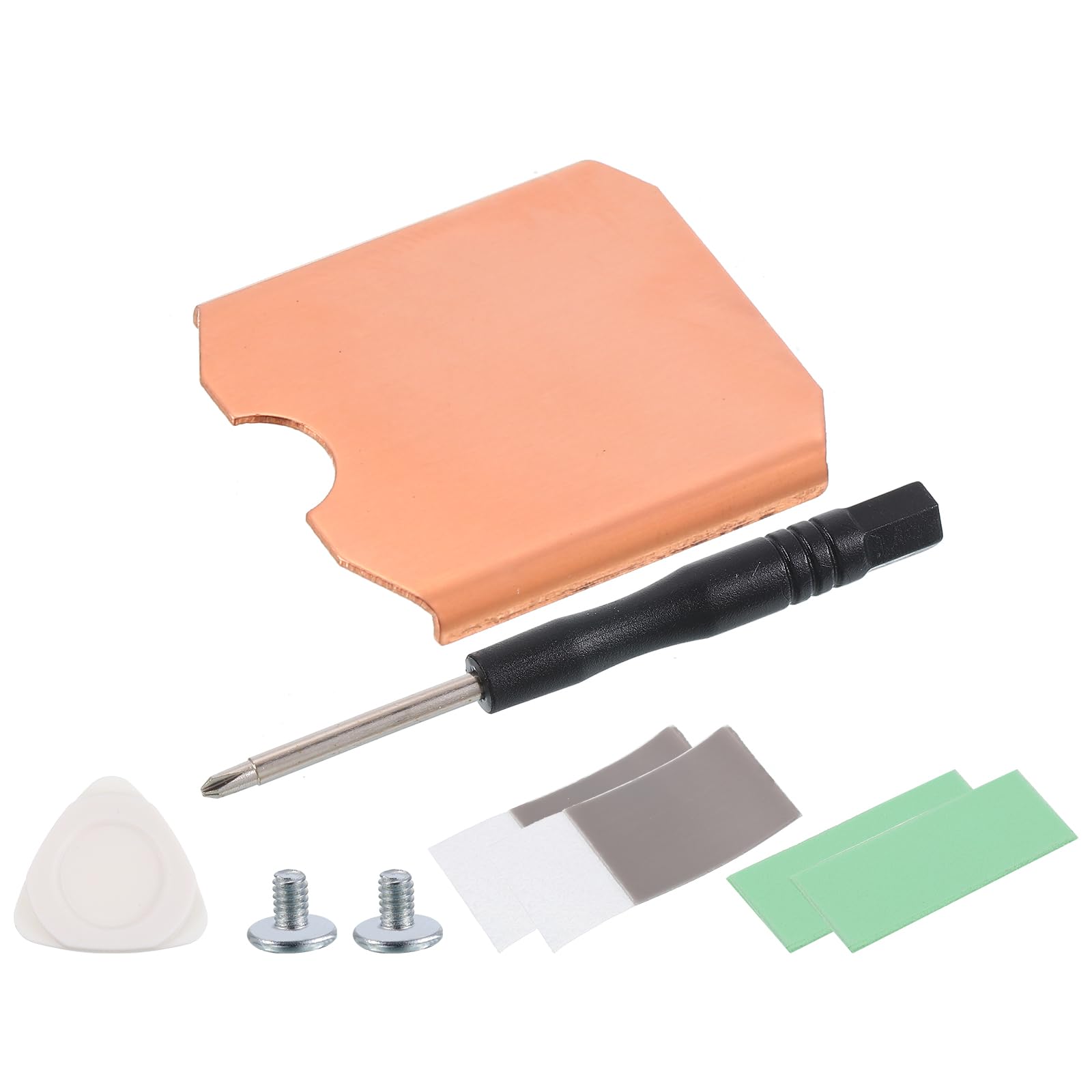 uxcell 1 Pack M.2 2230 SSD Heatsink Cooler Copper Heat Sink with Silicone Thermal Pads,Triangle Pry Tool,Screwdriver,Screws,Copper Tone