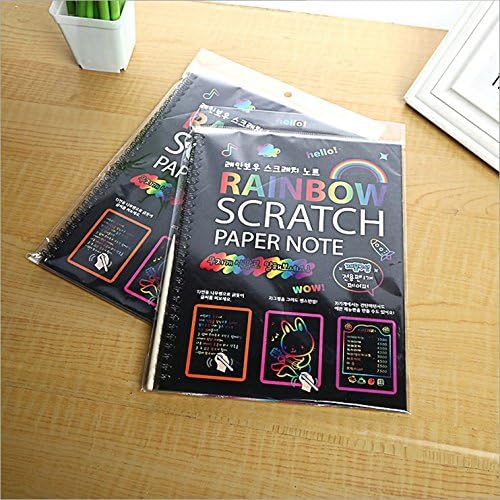Premium Scratch &amp; Sketch Art Notes - (2 Pack) Large Rainbow Art &amp; Doodle Pad. Colorful effects will dazzle and spur creativity, suitable for kids of all ages!