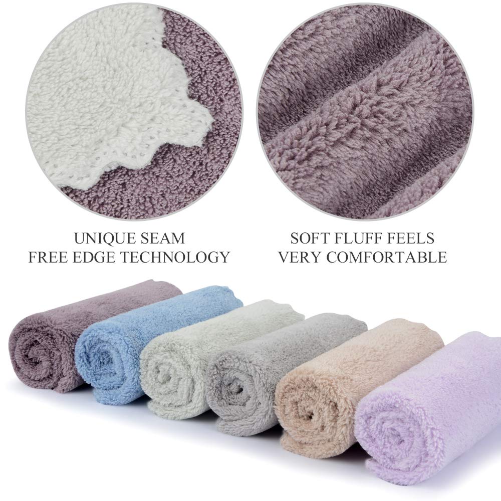 SUNLAND Microfiber Face Cloth Makeup Remover Cloth Reusable Facial Cleansing Towel Ultra Soft Face Washcloth 11inchx 11inch 6 Pack: Beauty