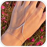 Boho Wrist Layered Finger Bracelet Ring Hand Chain Silver Crystal Ring Bracelet Non Tarnish v Shape Slave Harness