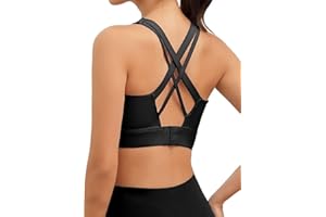 LAJERIN Sports Bras for Women, High Impact Push Up Criss Cross Back Padded Strappy Workout Running Sports Yoga Bras for Large Bust