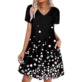 WIHOLL Dresses for Women Casual Summer Loose T Shirt Dress with Pockets Beach Vacation Outfits S-4XL