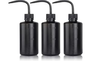Melphoe Tattoo Wash Bottle Squeeze 3Pcs 250ml Squirt Bottle Succulent Watering Can, Safety Rinse Bottle, Plastic Squeeze Medical Lab Washing Bottle, Tattoo Supplies, Lash Water Bottle, Black
