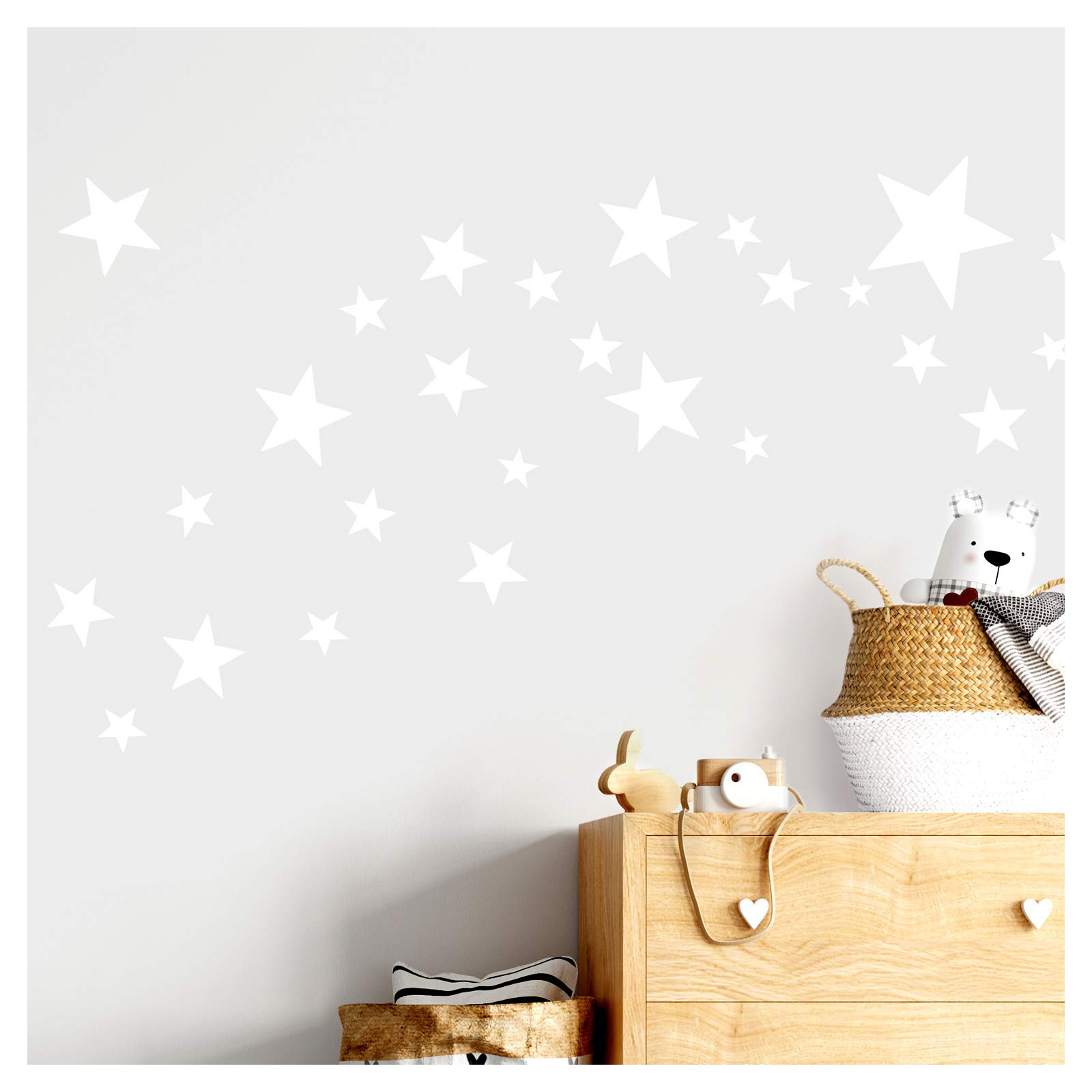 Little Deco DL409 Wall Sticker 60 Stars for Children's Room Girls Boys Stars I White I Many Colours Wall Sticker Set Colourful Self-