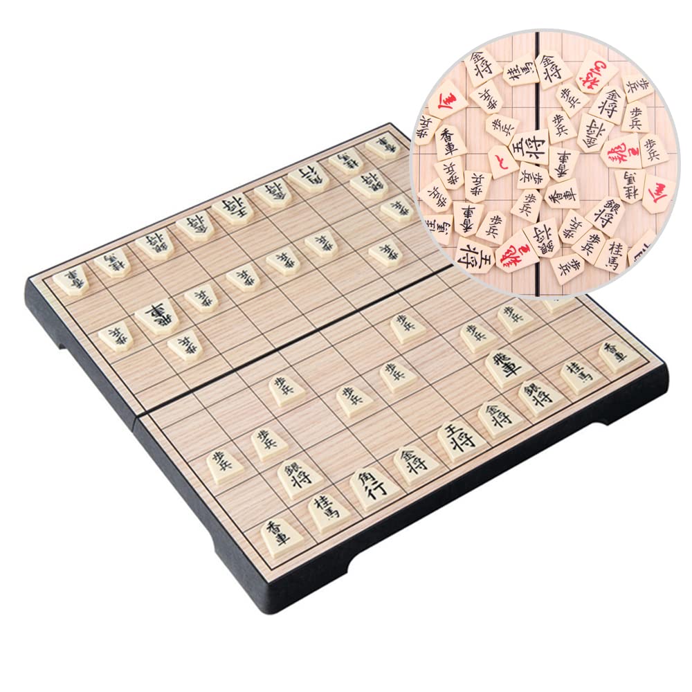KOKOSUN Shogi Japanese Chess Magnetic Travel Game Set-9.8-Inches, Portable Folding Board Game, Educational Toys/Gift for Kids and Adults (Rounded Corner Design)