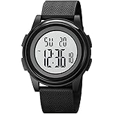 SNE Mens Watch Ultra-Thin Digital Sports Watch Minimalist Waterproof Digital Watches Men with Wide-Angle Display Rubber Strap Wrist Watch for Men 1206