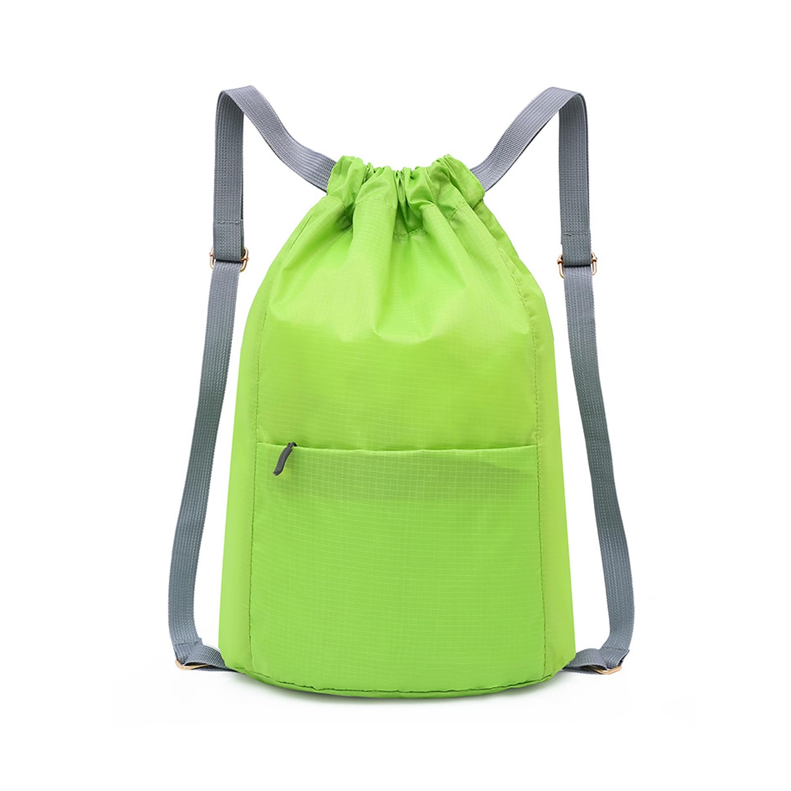 AYNKH Drawstring Fitness Bag, with Zippered Side Pocket, Gym Bag, Waterproof Sports Bag, String Swim Drawstring Bag, for School Sports, Swimming and Mountain Climbing, Travel Beach, Unisex (Green)
