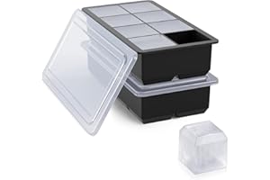 Bangp Large Ice Cube Tray for Whiskey,2 Pack Stackable Big Ice Cube Molds Make 16 Big Whiskey Ice Cubes,Easy Release Square I