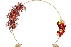 SUUWOEE 7.9ft Balloon Arch Stand,Round Backdrop Stand,Golden Circle Wedding Arch Frame for Wedding,Valentine's Day,Birthday,Party,Friends Gathering,Christmas,Garden Decoration…