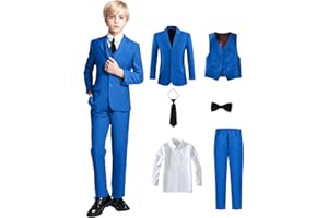 Yanlu Boy's Tuxedos Toddler Formal Suits Set Kids Blue Black Slim Fit Suit for Weddings