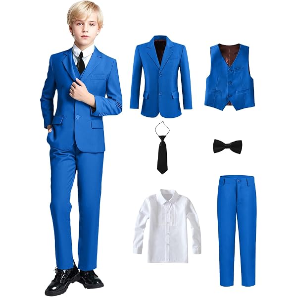 thumbnail image 2 of Boys’ Formal Suit 5 Piece Set, Toddler Tuxedos For Wedding, Suits For Teens Boy Dress School Clothes 2 of 13