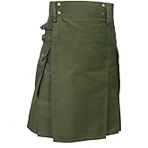 Tartanista Mens Tactical Combat Utility Kilt With Pockets Olive 48