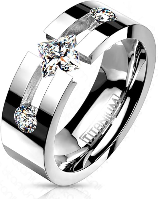 Größe 57 Ring Edelstahl Edelstahl Partnerringe RS56 – Damen & Herren, Größe 57, Mit Zirkonia, Band-Ring Edelstahl Herren Ring