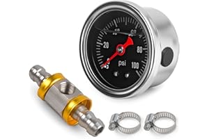 CNRAQR 3/8" Fuel Line Fuel Pressure Barbed Push Lock T-Fitting Adapter - 1/8-27 NPT Sensor Port with 0-100psi Fuel Pressure G