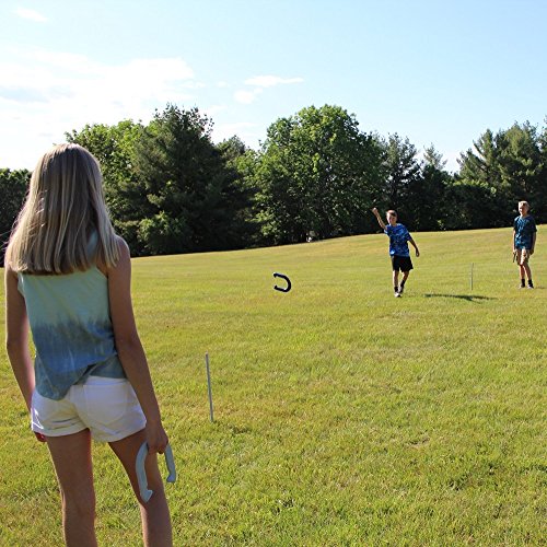 Driveway Games Metal Horseshoe Set. Professional Steel Throwing Horseshoes, Stakes & Carrying Case. Outdoor Pitching Toss Game - Thumbnail 4