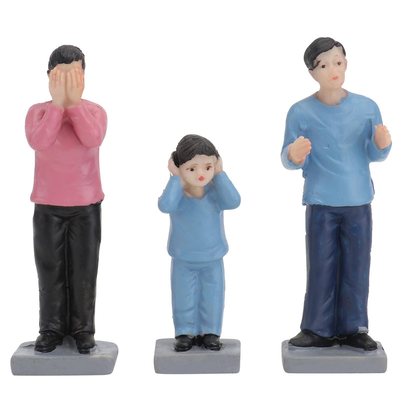 Amosfun 3pcs Small People Figurine, Resin Arguing Family Figurine Sand Table Character Model Dollhouse People Scene