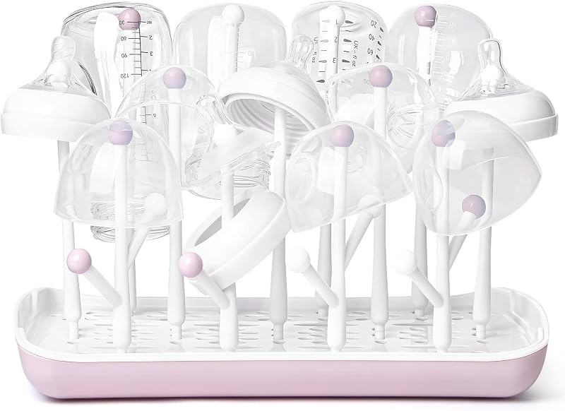 Termichy Baby Bottle Drying Rack Large Capacity Pink with Removable Tray
