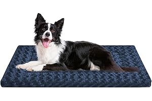 WITTOP Washable Dog Bed Plush Orthopedic Outdoor Crate Mat with Non-Slip Bottom,Luxe Soft Kennel Pad for Pets, Cozy Cage Cushion & Pet Sleeping Mattress Large Sized,Medium,Small Dogs,36 x 24 inch,Blue