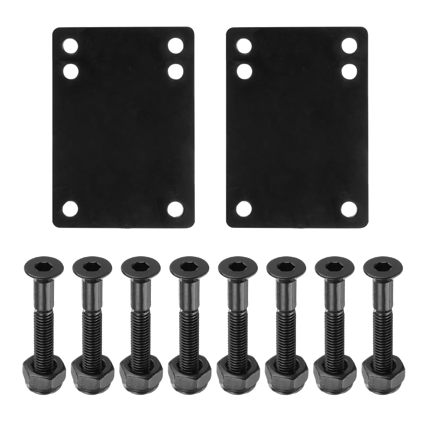 PATIKIL Skateboard Riser Pads Screws Set, 2 Pack 3mm Rubber Shock Rise Pad with 8pcs Mounting Screws Nuts Hardware Repair Kit for Cruiser, Black