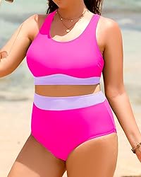 Aqua Eve Plus Size Two Piece High Waisted Bikini