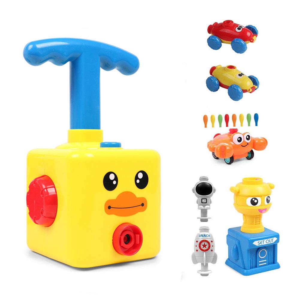 HOWADE Balloon Powered Launch Car,Inflatable balloon car toy pump set, Hand Push Air Power Balloons Racer Vehicle Car Toy for Kids/Toddlers Gift