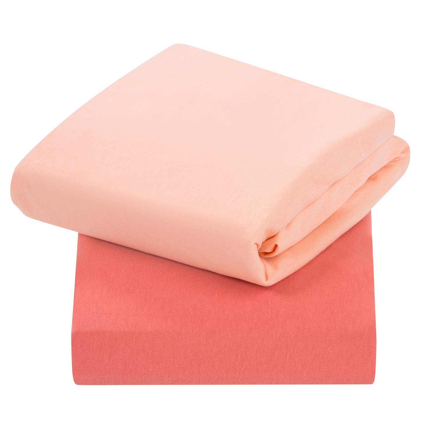 ClevaMama Jersey Cotton Fitted Sheets for Cot, Hypoallergenic and Breathable, 60 x 120 x 12 cm - Coral (2 Pack)