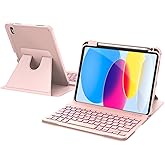 RAYMCRAFT for iPad 11th(A16, 2025)/10th Generation Case with Keyboard, 360° Rotatable Case & Detachable Backlit Keyboard, Precision Cutouts and Pen Holder for iPad A16 11''/10th 10.9'', Light Pink
