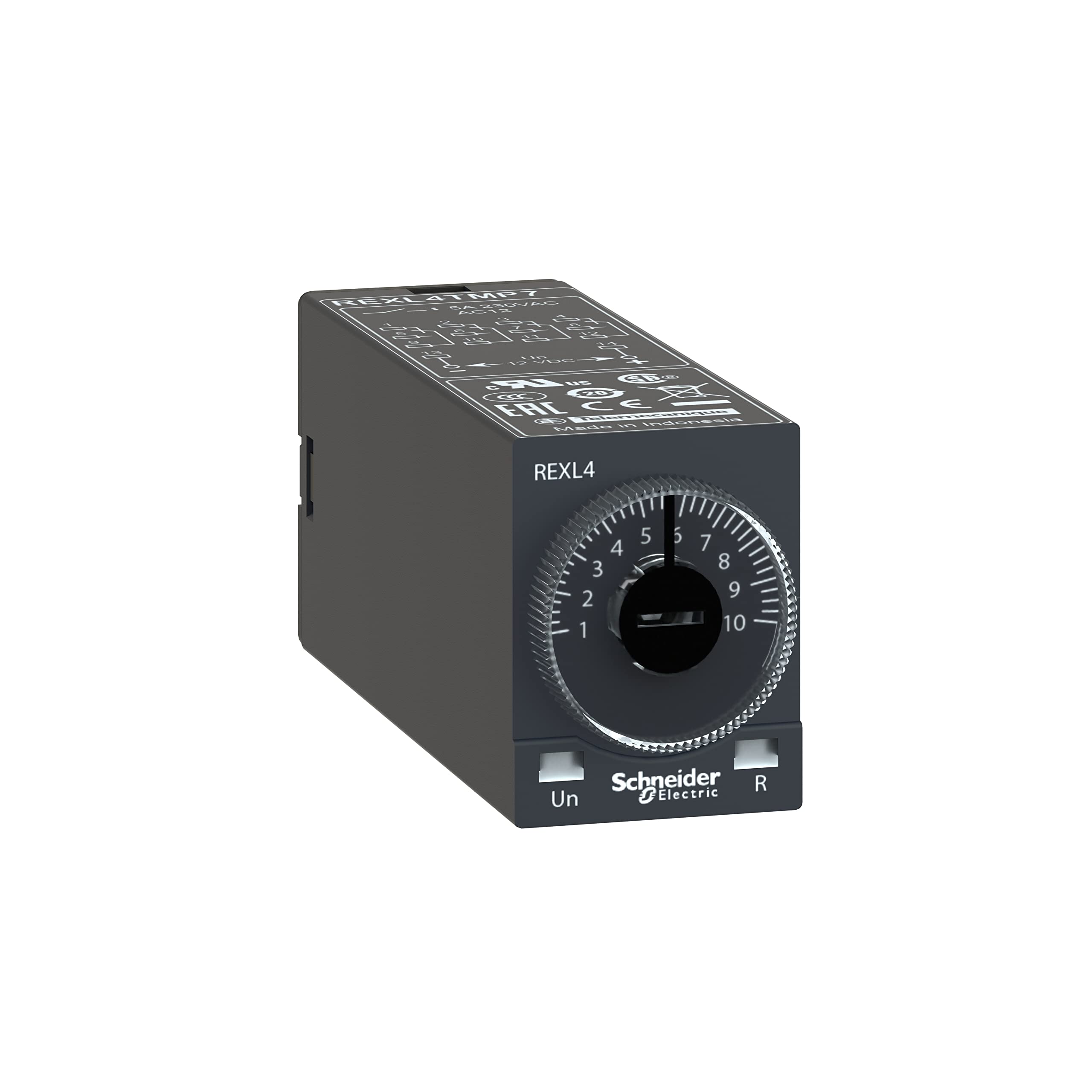 Schneider Electric Zelio Time - Modular Timing Relay, On-Delay, 5 A, 4CO, 0.1s…100h, 230 V AC, REXL4TMP7