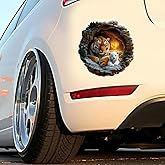 2 Pack 3D Tiger Decal with Cave - Wild Animal Vinyl Sticker for Car Window, Truck, Motorcycle - Waterproof Removable Design for Laptops & Helmets Z-108