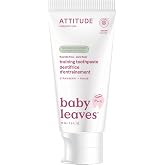 Attitude Fluoride-Free Baby Toothpaste, Safe Training Toothpaste, Natural Origin Ingredients, Gentle Oral Care for Babies &amp; Toddlers, Strawberry Flavor, 2.6 Oz