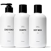Public Goods Shower Essentials for Men and Women | Natural Shampoo, Conditioner & Body Wash | Made with Organic Essential Oils | Sulfate & Paraben Free | Vegan Friendly | 12 Fl Oz Bottles