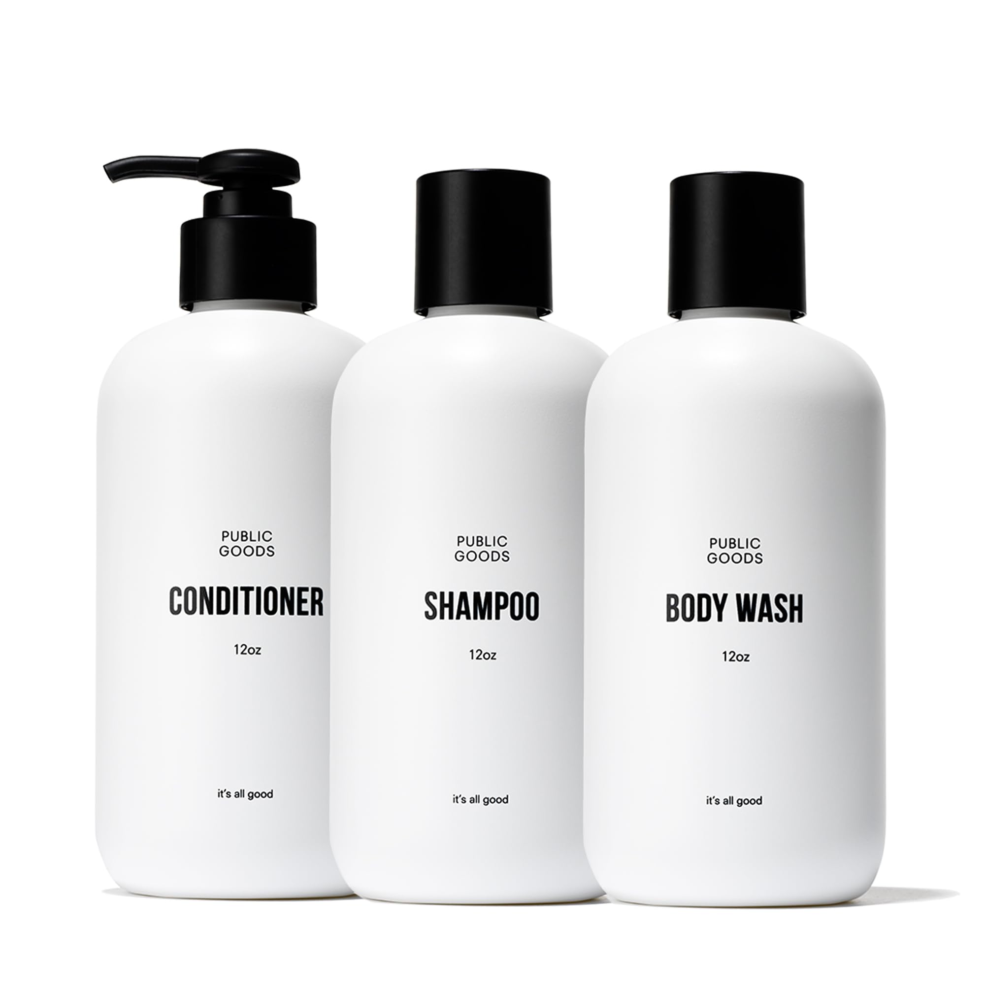 Photo 1 of Public Goods Shower Essentials for Men and Women | Natural Shampoo, Conditioner & Body Wash | Made with Organic Essential Oils | Sulfate & Paraben Free | Vegan Friendly | 12 Fl Oz Bottles