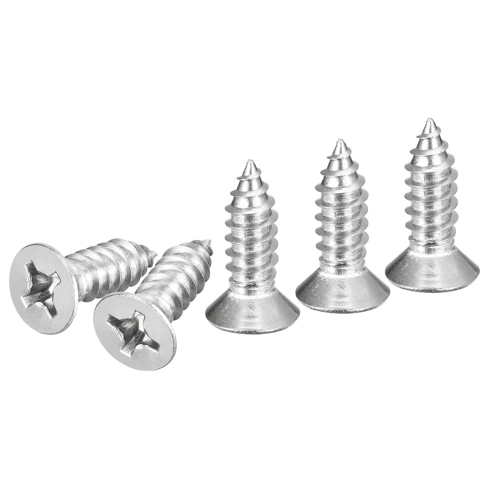 DTGN 20Pcs #14x3/4" Flat Head Wood Screws, 304 Stainless Steel Phillips Self Tapping Screws - Good for Woodworking, Furniture - Silver — image 1