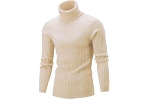 Fanient Men's Ugly Christmas Turtleneck Sweater Slim Fit Thermal Pullover Knitted Ribbed Casual Sweater