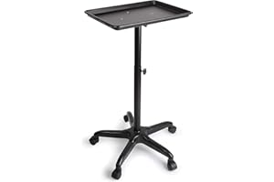 MONIPA Tattoo Tray Salon Cart Salon Stations for Hair Stylist Adjustable Height Salon Rolling Alu Tray Cart Wheel Hairdressing Tool for Salon Beauty Spa Tattoo Mobile Beauty Spa Service Instrument (Black)