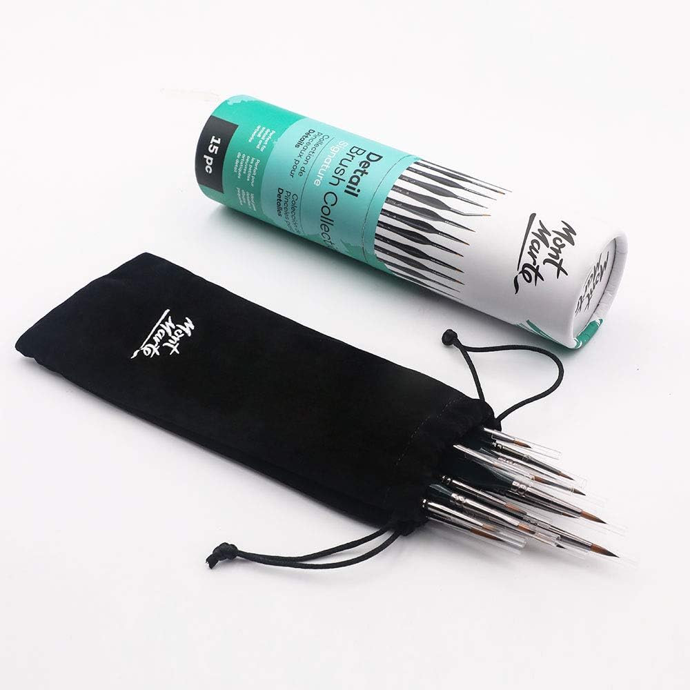 Mont Marte Detail Paint Brush Collection, 15 Piece, Taklon Bristles, Suitable for Acrylic Oil, Watercolour and Gouache Paints - Image 3