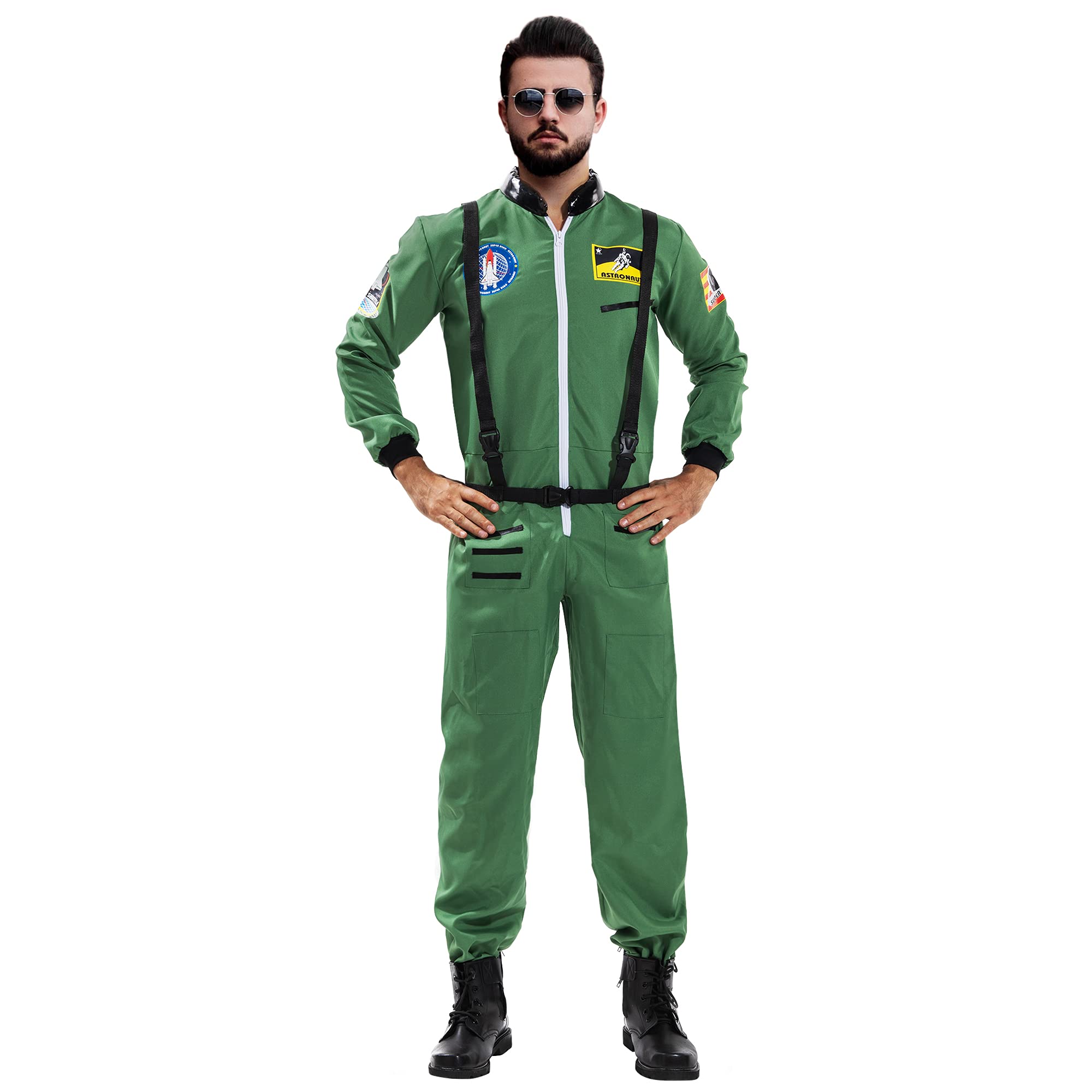 Photo 1 of EraSpooky Astronaut Costume Men Halloween Spaceman Suit Adults Pilot Green