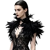 L'VOW Gothic Real Natural Feather Shrug Shawl Shoulder Wrap Cape Victorian Collar