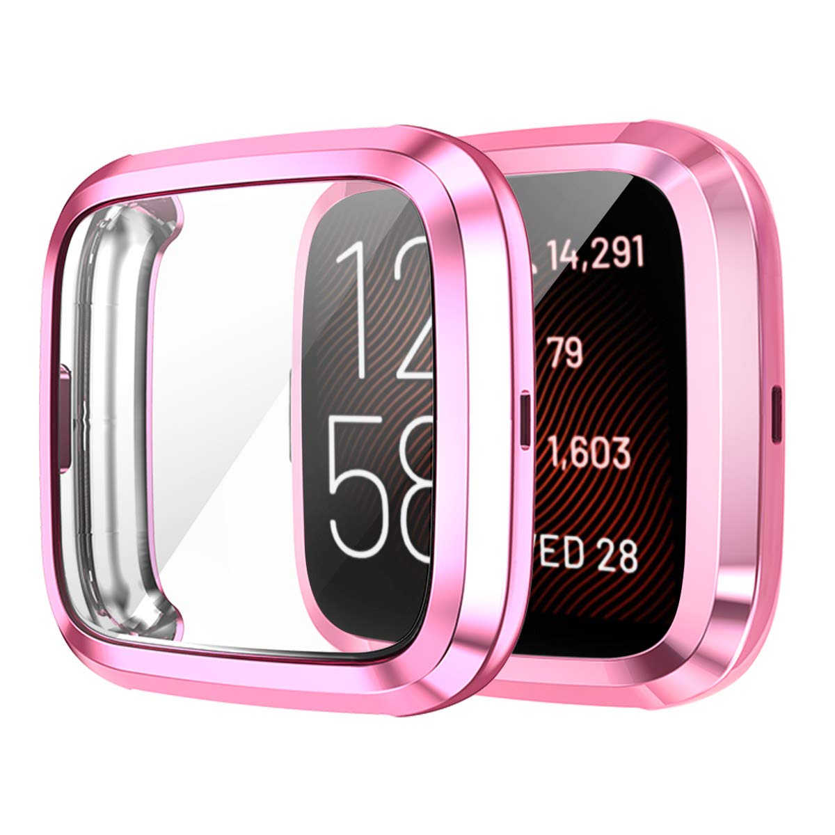 Shieranlee Compatible with Fitbit Versa 2,versa2 SE Screen Protector, 2 Packs Screen Protector Bumper Shell Case for Versa 2,versa2 SE Smartwatch